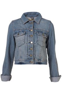 Moto Bleach Wash Western Style Denim Jacket - Lyst