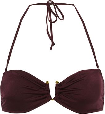 Topshop Wine Metal U Trim Bikini Top - Lyst
