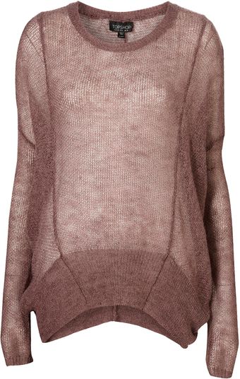 Topshop Knitted Slouchy Seamed Top - Lyst