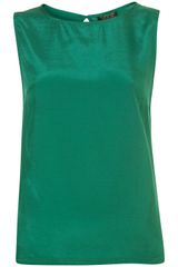 Topshop Jade Green Woven Front Vest