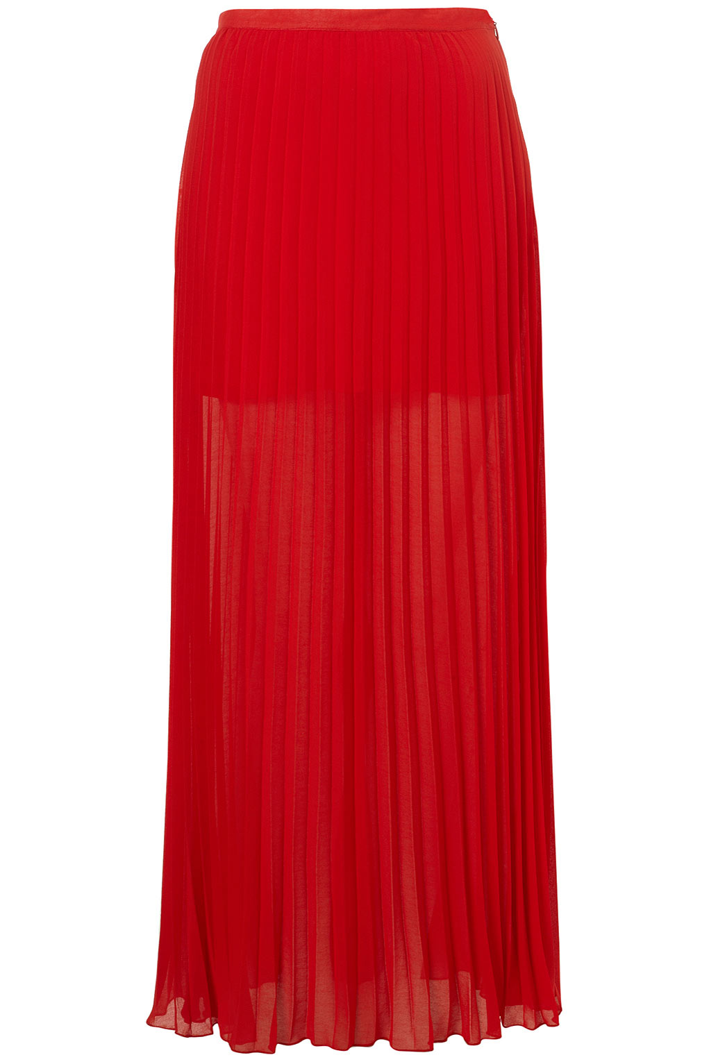 Topshop Bright Red Pleated Maxi Skirt In Red Lyst 9950