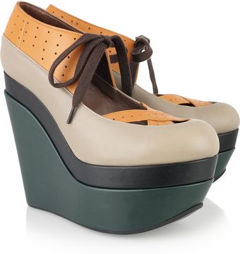 Marni Color-block Leather Wedges - Lyst