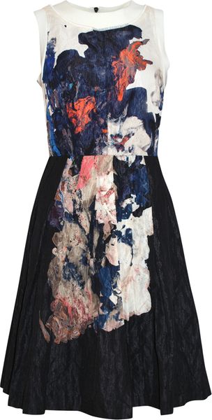 Cacharel Cream and Blue Print Dress - Lyst