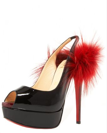 Christian Louboutin Lady Fox-heel Platform Slingback - Lyst