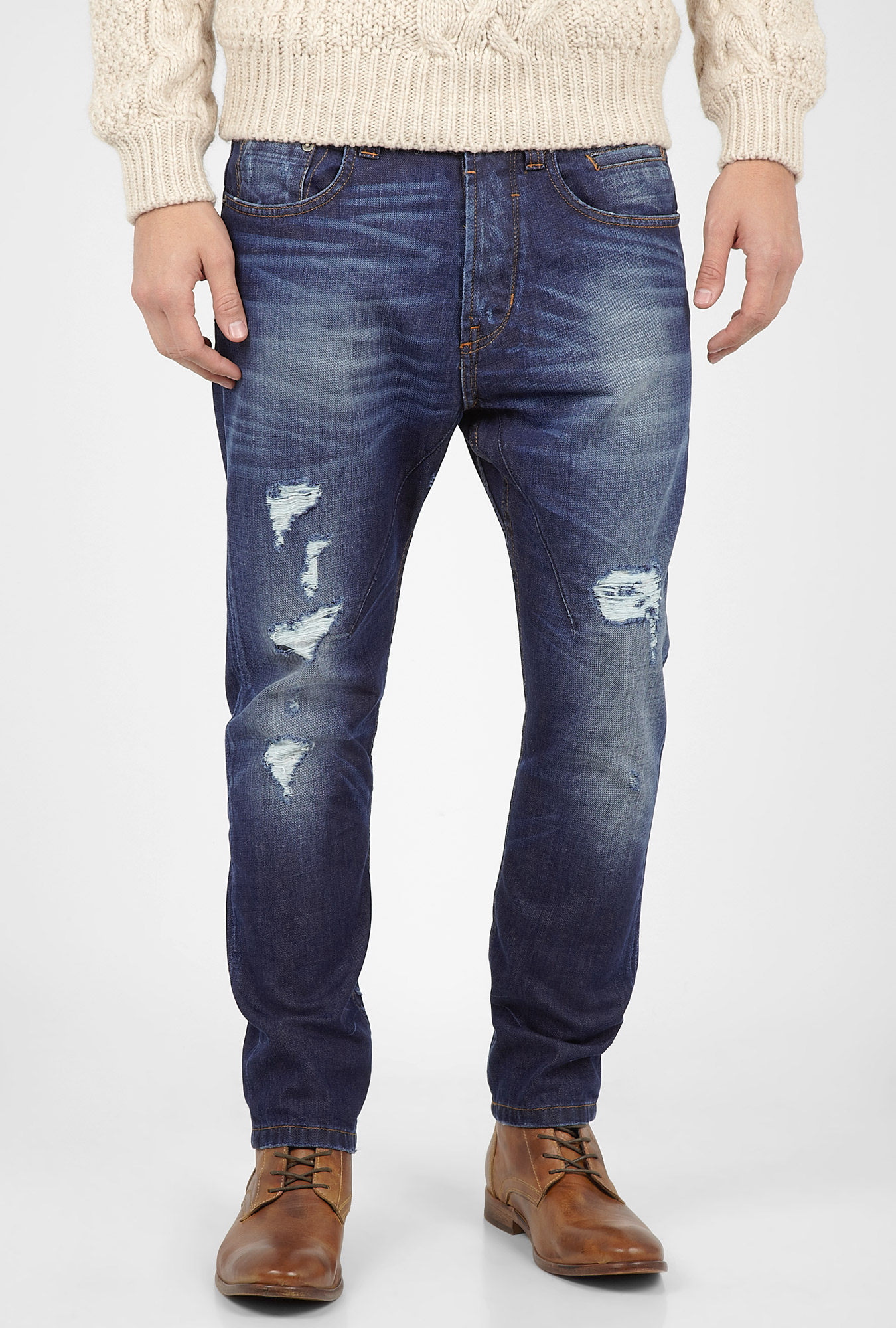 D&g Distressed Drop Crotch Skinny Jeans in Blue for Men Lyst