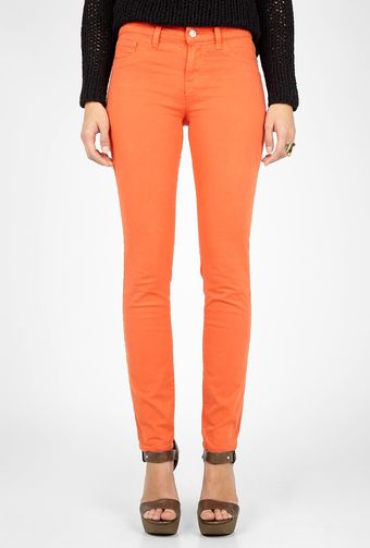 J Brand Bright Orange Mid Rise Skinny Jean - Lyst