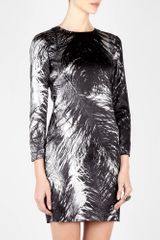 McQ by Alexander McQueen Ostrich Feather Print Silk Shift Dress