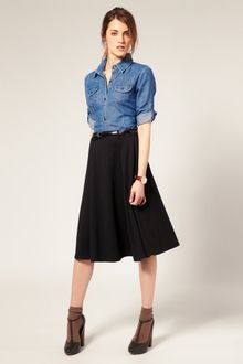 ASOS Collection Asos Midi Tailored Belted Ponti Fit and Flare Skirt - Lyst