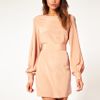 Asos Collection Asos Slit Sleeve Dress with Cut Out Back in Beige (cork) - Lyst