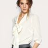 Asos Collection Asos Cotton Pussybow Blouse in Beige (cream) - Lyst