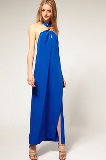 ASOS Collection Asos Maxi Tie Neck Dress with Split Thigh - Lyst