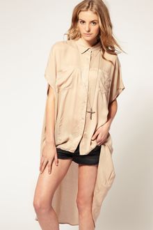 ASOS Collection Asos Extreme Dip Back Sheer Panel Shirt - Lyst