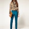 Asos Collection Asos Crop Skinny Trouser with Pintuck Detail in Blue (teal) - Lyst