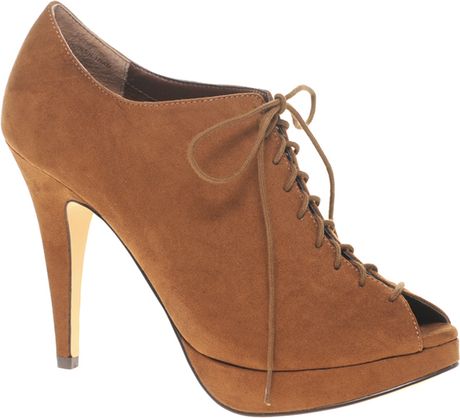 Asos Asos Tizzy Lace Up Peep Toe Platform Shoe Boot in Brown (tan) - Lyst