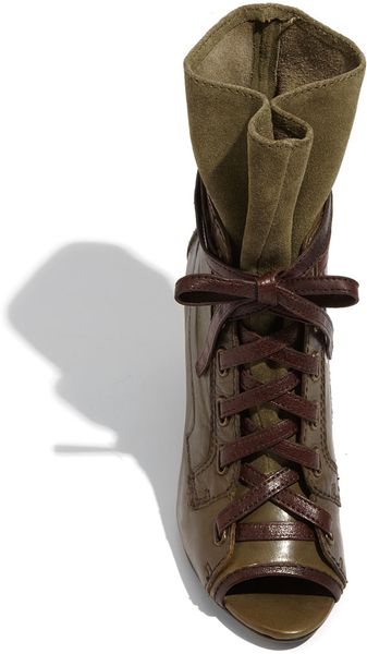olive open toe booties