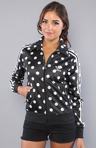 Adidas The Firebird Track Top in Black and White Polka Dots - Lyst