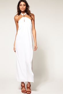 ASOS Collection Asos Maxi Tie Neck Dress with Split Thigh - Lyst