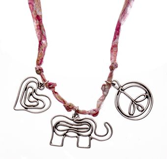 Aurelie Bidermann Three Charms Necklace On Pink Liberty Thread - Lyst