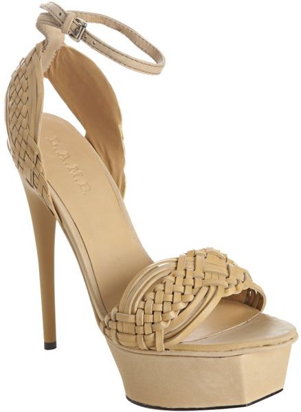 L.a.m.b. Tan Leather Kesha Woven Platform Sandals in Brown (tan) - Lyst