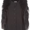 Lanvin Cropped Goat and Fox Fur Jacket in Black - Lyst