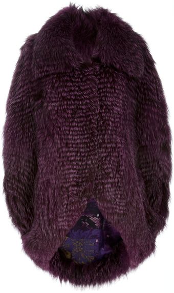 Liska Fox Fur Cape Coat - Lyst