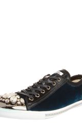 Miu Miu Jewel-toe Velvet Sneaker