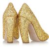 Miu Miu Glitterfinish Leather Pumps in Gold - Lyst
