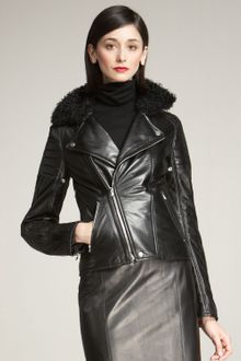 Ralph Lauren Collection Shearling-collar Motorcycle Jacket - Lyst