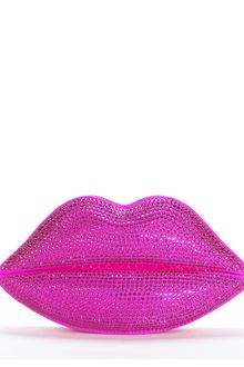 Lulu Guinness Shocking Pink Swarovski Crystalized Lips Clutch - Lyst
