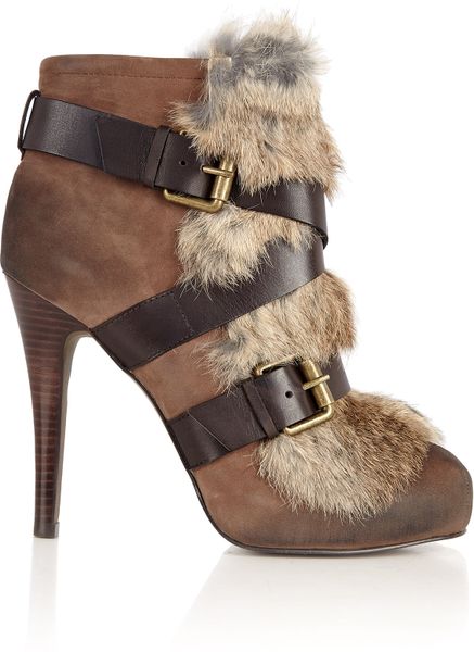 Ash Brown Emma Fur Buckle Boot in Brown - Lyst