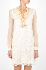 D&G Lace Shift Ruffle Neck Dress