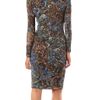 Max Mara Studio Long Sleeve Floral Dress in Multicolor (brown) - Lyst