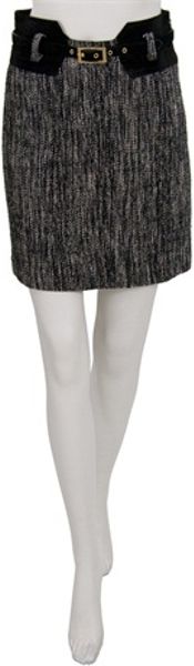 Milly Suede Trimmed Allie Skirt in Gray - Lyst
