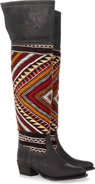 Cobra Society Hand-woven Wool and Brushed-leather Thigh Boots - Lyst