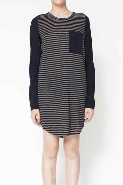 3.1 Phillip Lim Long Sleeve Tshirt Dress with Silk Sleeves in Blue - Lyst