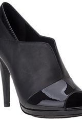 Diane Von Furstenberg Shine - Black Leather Peep Toe Bootie