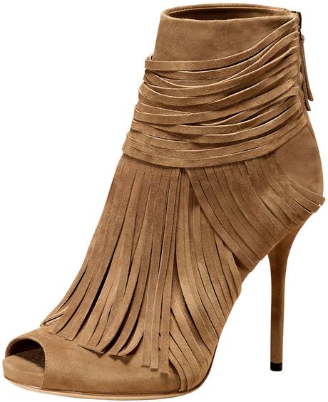 Gucci Akerman Opentoe Bootie in Brown (camel) - Lyst