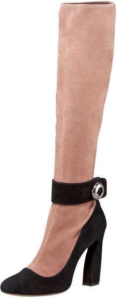 Prada Bi-color Suede Ankle-strap Boot - Lyst