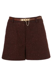Topshop Flannel Chain Belted Shorts - Lyst