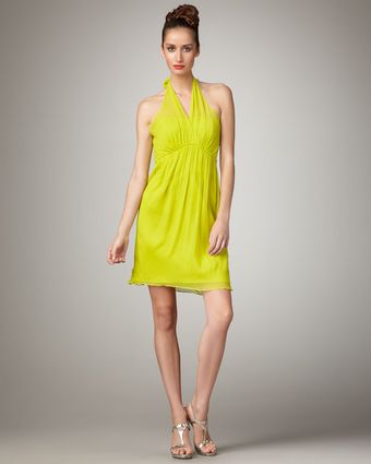 Vera Wang Lavender Halter-neck Silk Dress - Lyst