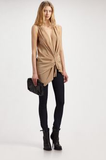 Alexander Wang Draped-front Silk Top - Lyst