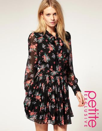  Asos Petite Exclusive Floral Pleated Skirt Dress 
