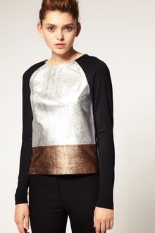 ASOS Collection Asos Premium Silver Metallic Leather Top - Lyst