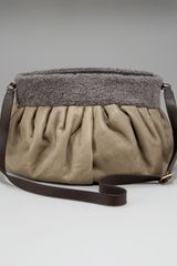 Brunello Cucinelli Shearling-trim Crossbody Bag, Large