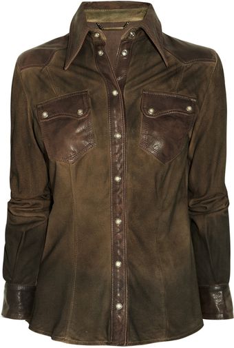  Distressed-leather and Suede Shirt 