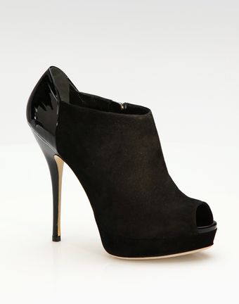 Gucci Sofia Suede & Patent Ankle Boot - Lyst