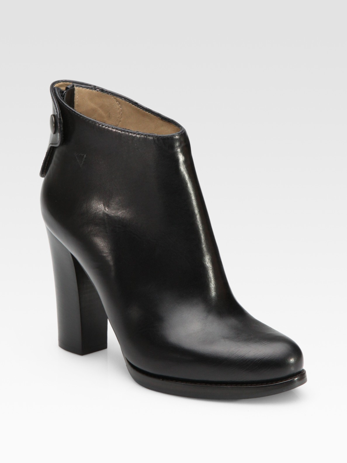 Jil Sander Leather Button Flap Ankle Boots in Black | Lyst