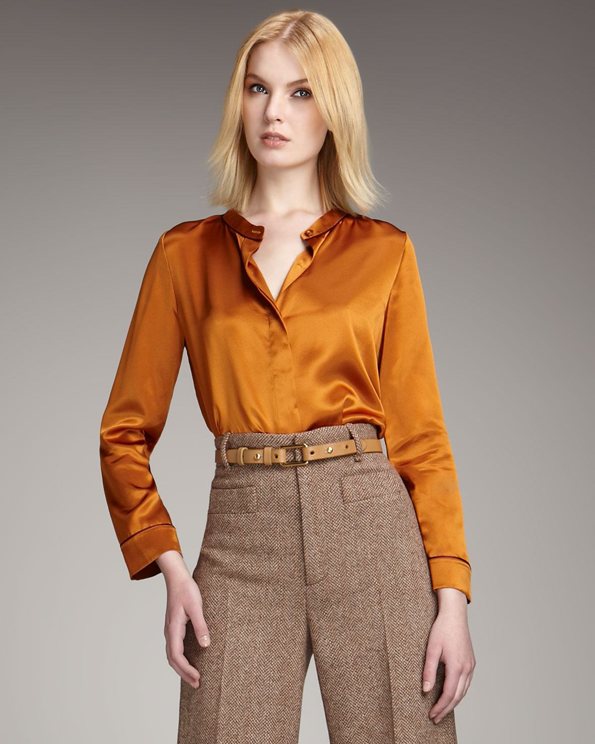 cognac colored blouses