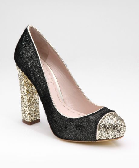 Miu Miu Glitter Pumps in Black - Lyst