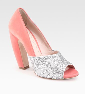 Miu Miu Glitter and Suede Pumps - Lyst